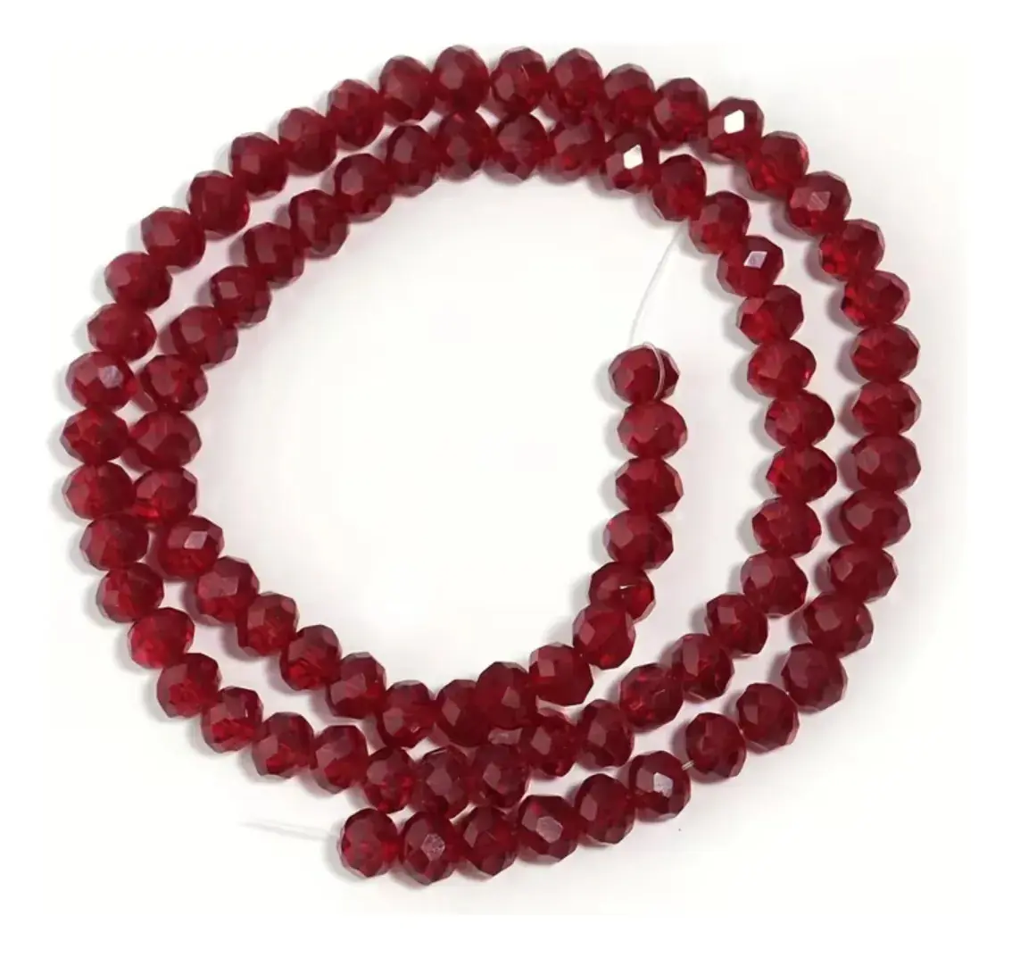 Kit 5 Fios De Miçanga Cristal Guia Vidro Vermelho 8mm Vermelho 40 Cm 8 Mm - Imagem 2