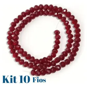 Kit 10 Fios De Miçanga Cristal Guia Vidro Vermelho 8mm Vermelho 40 Cm 8 Mm