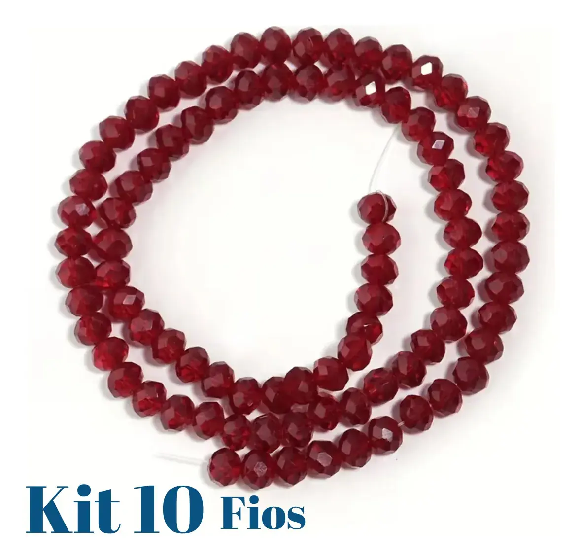 Kit 10 Fios De Miçanga Cristal Guia Vidro Vermelho 8mm Vermelho 40 Cm 8 Mm