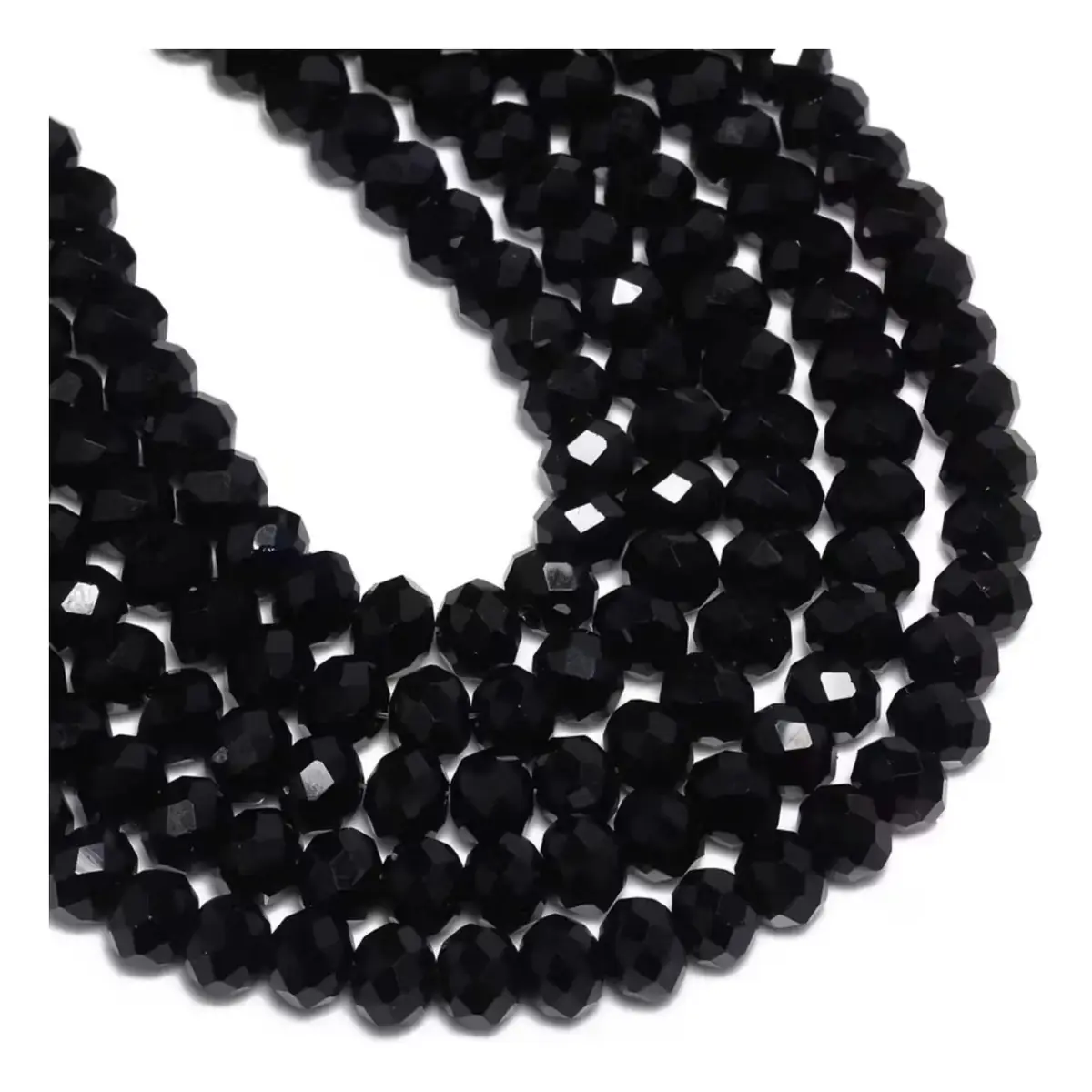 Kit 10 Fios De Miçanga Cristal Guia Vidro Preto 8mm Preto 40 Cm 8 Mm - Imagem 3