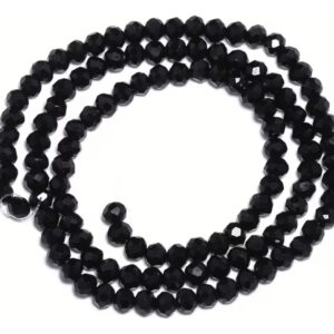 Miçanga Cristal Guia Vidro Preto 8mm - Espiritualidade Preto 40 Cm 8 Mm