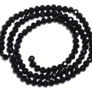 Miçanga Cristal Guia Vidro Preto 8mm - Espiritualidade Preto 40 Cm 8 Mm
