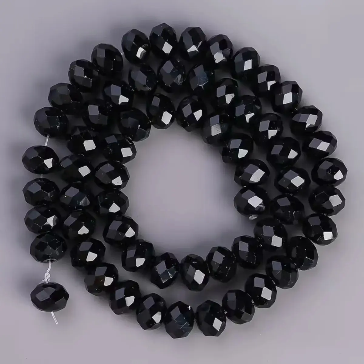 Kit 3 Fios De Miçanga Cristal Guia Vidro Preto 8mm Preto 40 Cm 8 Mm - Imagem 5