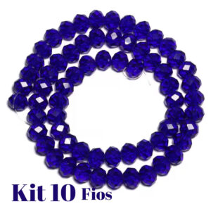 Kit 10 Fios De Miçanga Cristal Guia Vidro Azul Escuro 8mm Azul-escuro 40 Cm 8 Mm