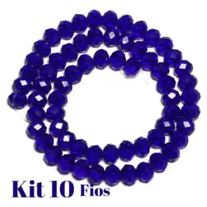 Kit 10 Fios De Miçanga Cristal Guia Vidro Azul Escuro 8mm Azul-escuro 40 Cm 8 Mm