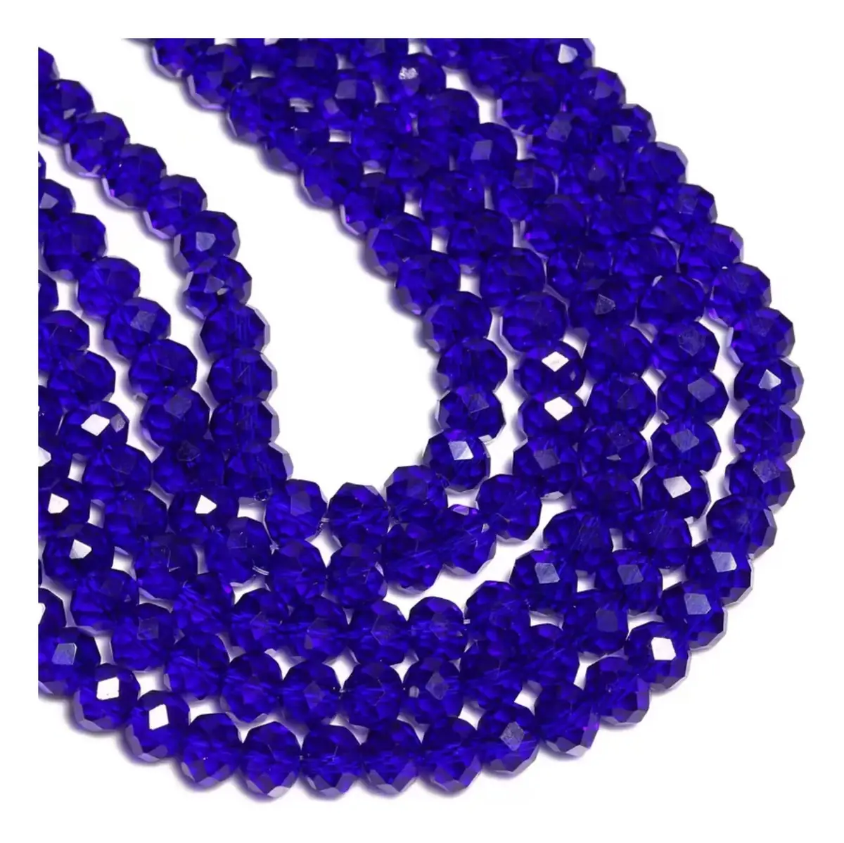 Kit 10 Fios De Miçanga Cristal Guia Vidro Azul Escuro 8mm Azul-escuro 40 Cm 8 Mm - Imagem 3