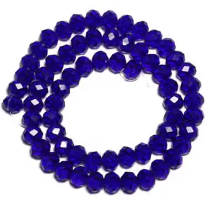 Miçanga Cristal Guia Vidro Azul Escuro 8mm - Espiritualidade Azul-escuro 40 Cm 8 Mm
