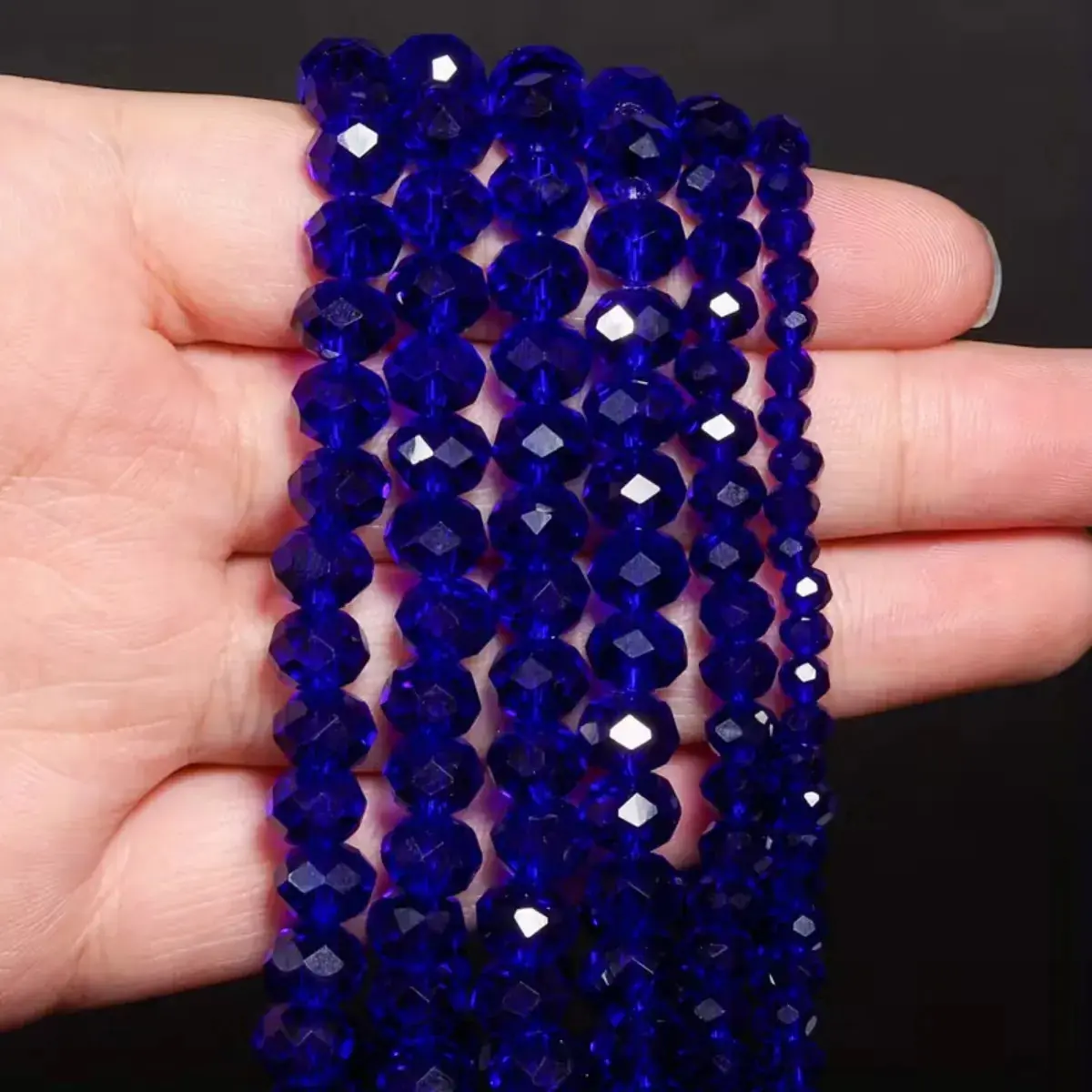 Kit 3 Fios De Miçanga Cristal Guia Vidro Azul Escuro 8mm Azul-escuro 40 Cm 8 Mm - Imagem 6