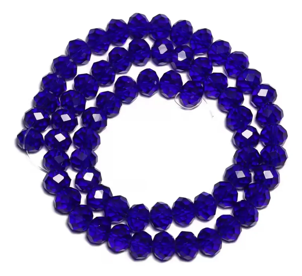 Kit 5 Fios De Miçanga Cristal Guia Vidro Azul Escuro 8mm Azul-escuro 40 Cm 8 Mm - Imagem 2