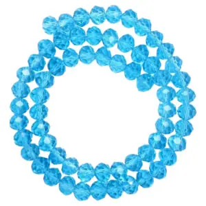 Kit 3 Fios De Miçanga Cristal Guia Vidro Azul Claro - 8mm Azul-claro 4 Cm 8 Mm