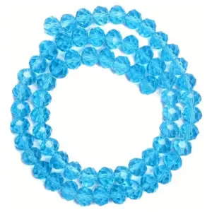 Kit 10 Fios De Miçanga Cristal Guia Vidro Azul Claro - 8mm Azul-claro 4 Cm 8 Mm