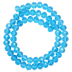 Kit 5 Fios De Miçanga Cristal Guia Vidro Azul Claro - 8mm Azul-claro 4 Cm 8 Mm