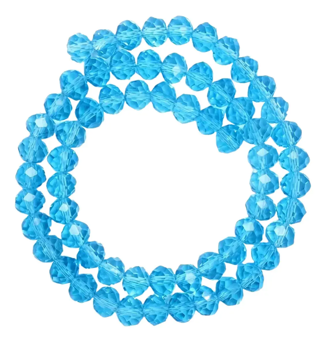 Kit 5 Fios De Miçanga Cristal Guia Vidro Azul Claro - 8mm Azul-claro 4 Cm 8 Mm