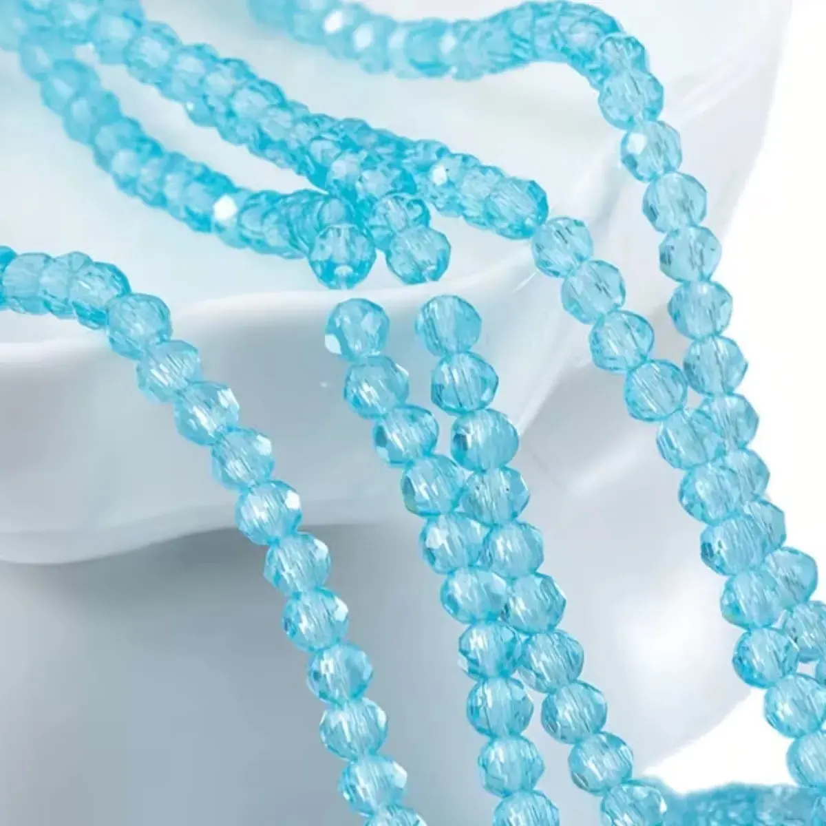 Kit 10 Fios De Miçanga Cristal Guia Vidro Azul Claro - 8mm Azul-claro 4 Cm 8 Mm - Imagem 3