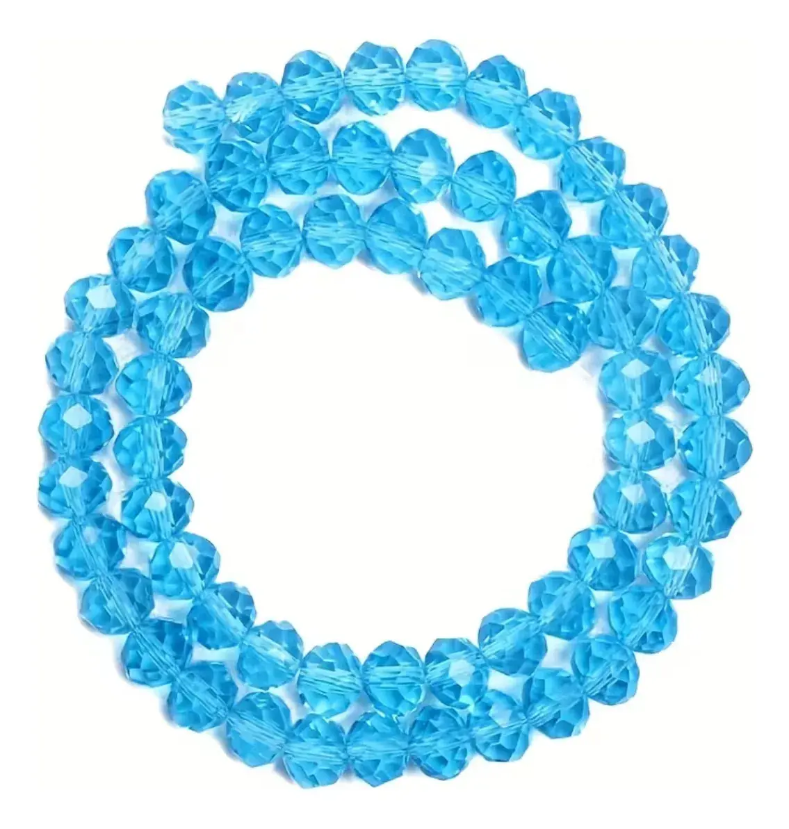 Kit 5 Fios De Miçanga Cristal Guia Vidro Azul Claro - 8mm Azul-claro 4 Cm 8 Mm - Imagem 3