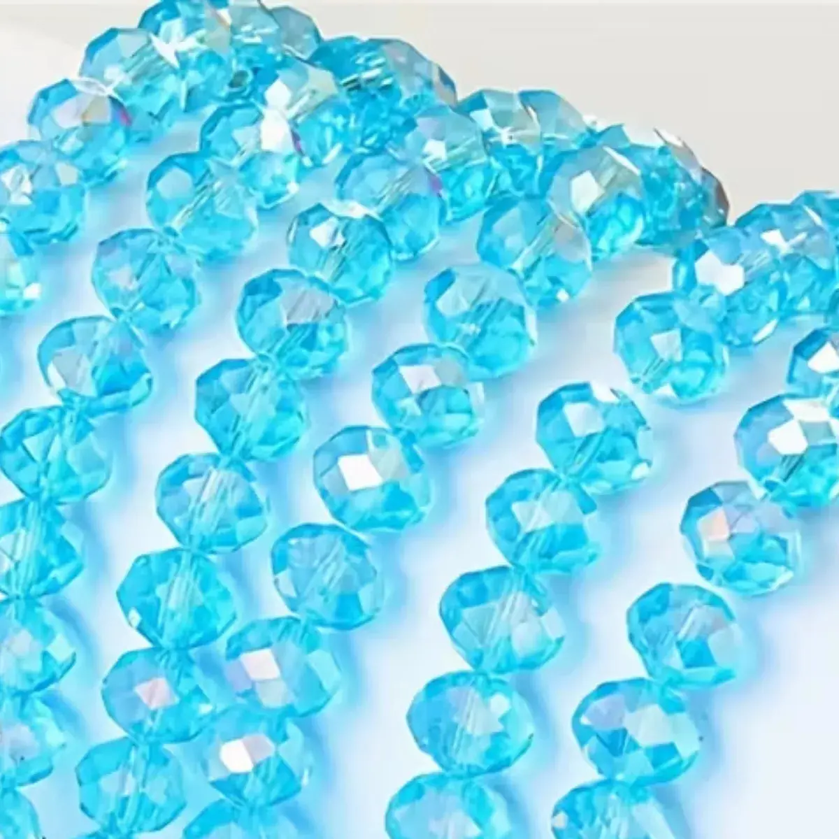 Kit 5 Fios De Miçanga Cristal Guia Vidro Azul Claro - 8mm Azul-claro 4 Cm 8 Mm - Imagem 5