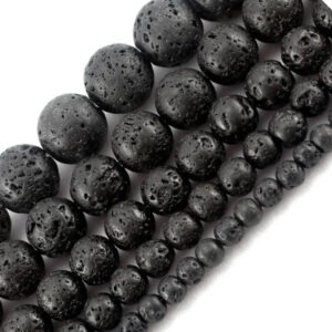 Fio De Pedra Natural Vulcânica 6mm Aprox 60 Contas