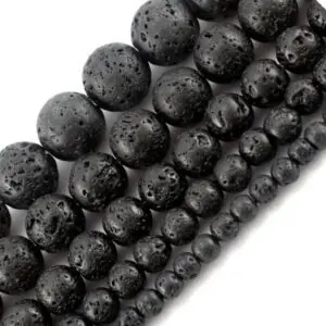 Fio De Pedra Natural Vulcânica 6mm Aprox 60 Contas