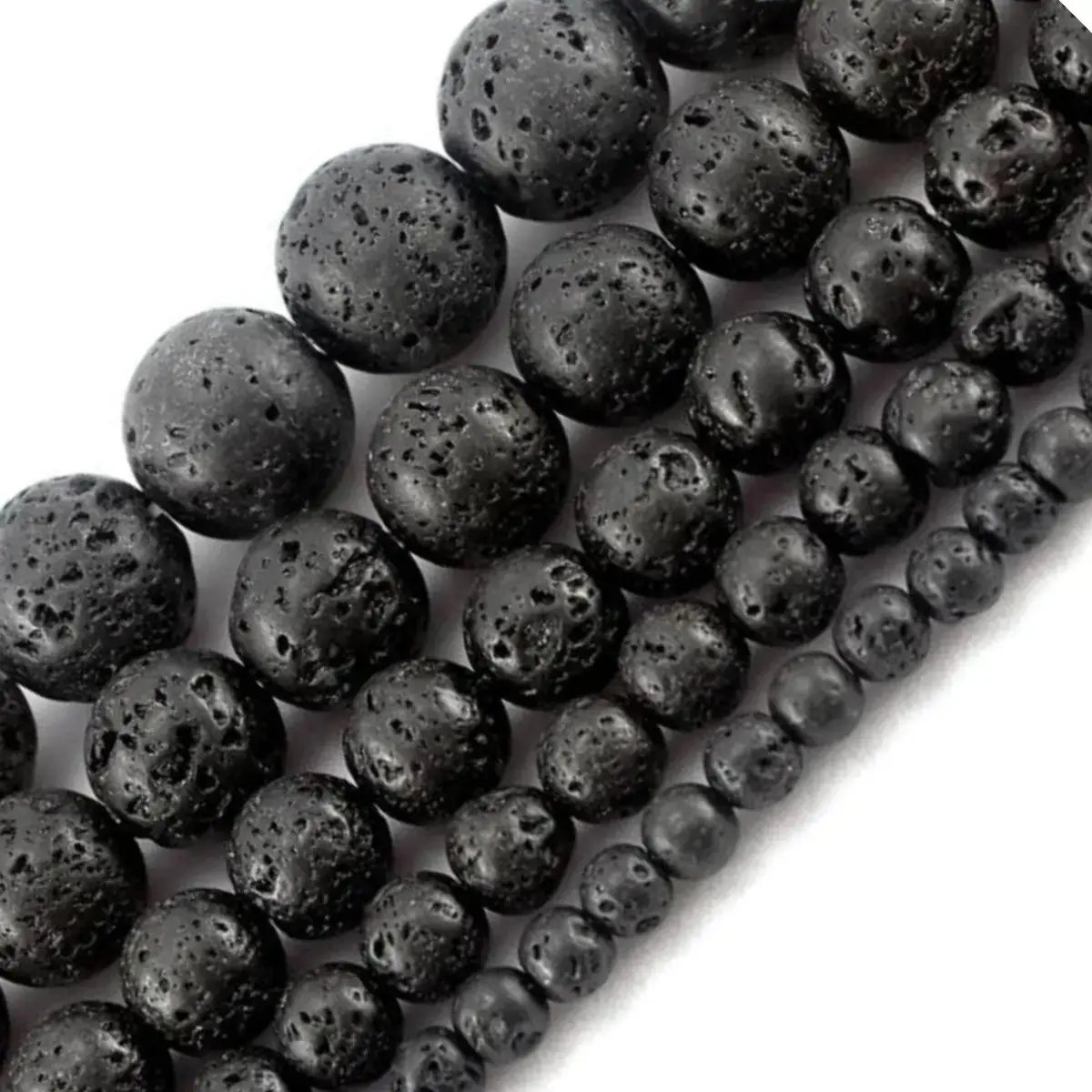 Fio De Pedra Natural Vulcânica 6mm Aprox 60 Contas