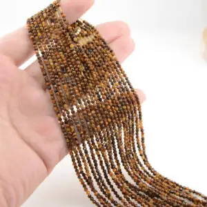 Fio Pedra Natural Olho De Tigre Facetada 2mm - Artesanato Facetada 2mm