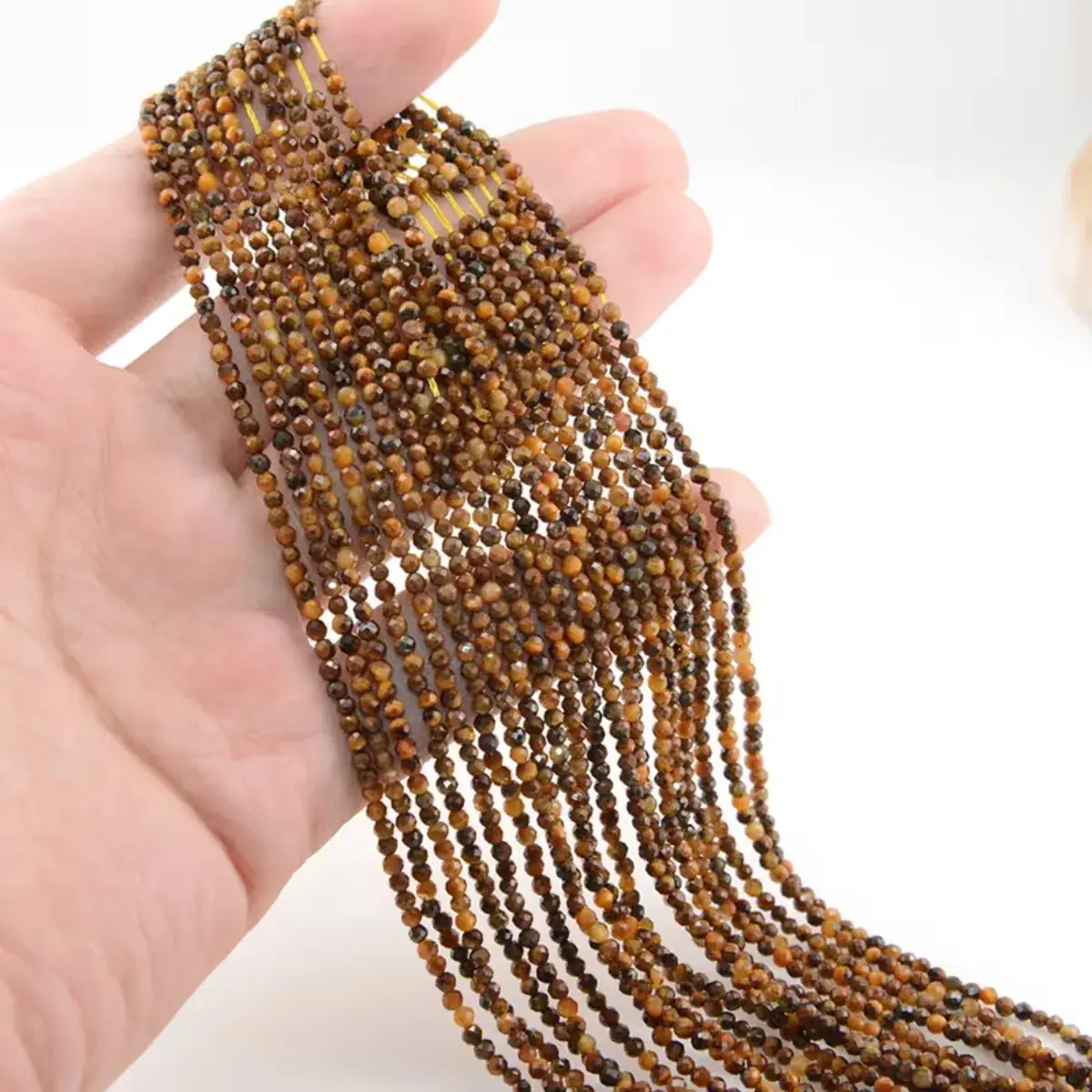 Fio Pedra Natural Olho De Tigre Facetada 2mm - Artesanato Facetada 2mm