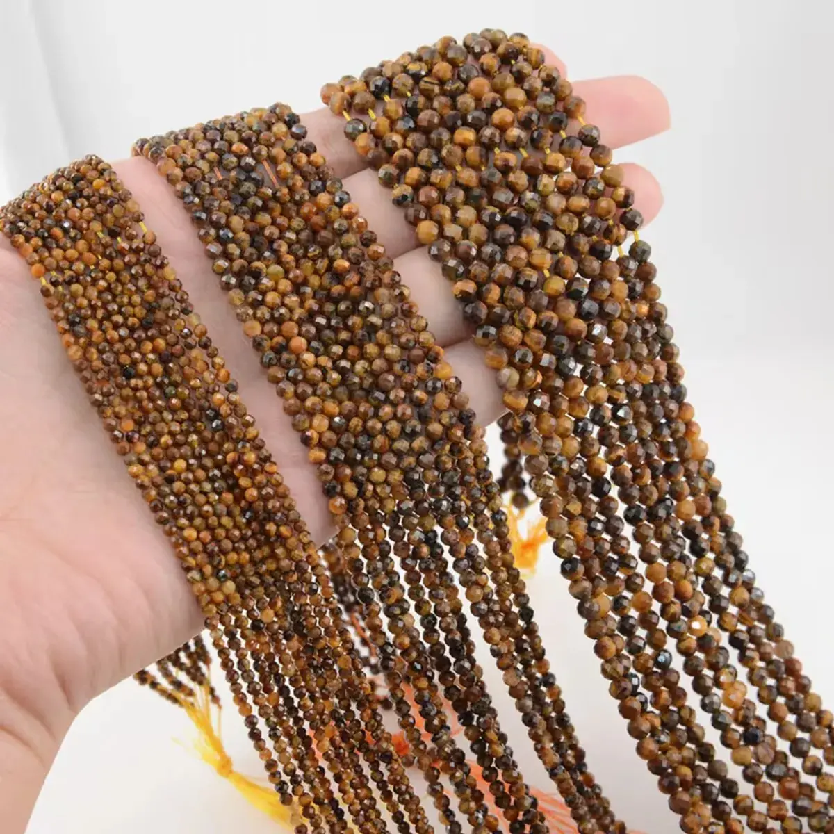 Fio Pedra Natural Olho De Tigre Facetada 2mm - Artesanato Facetada 2mm - Imagem 3