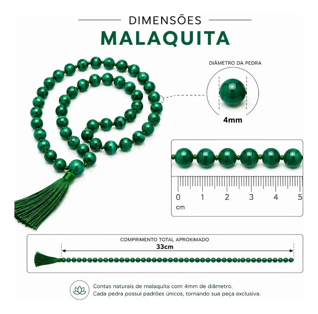Fio Pedra Natural Malaquita 4mm Facetada Contas Malaquita - Imagem 3