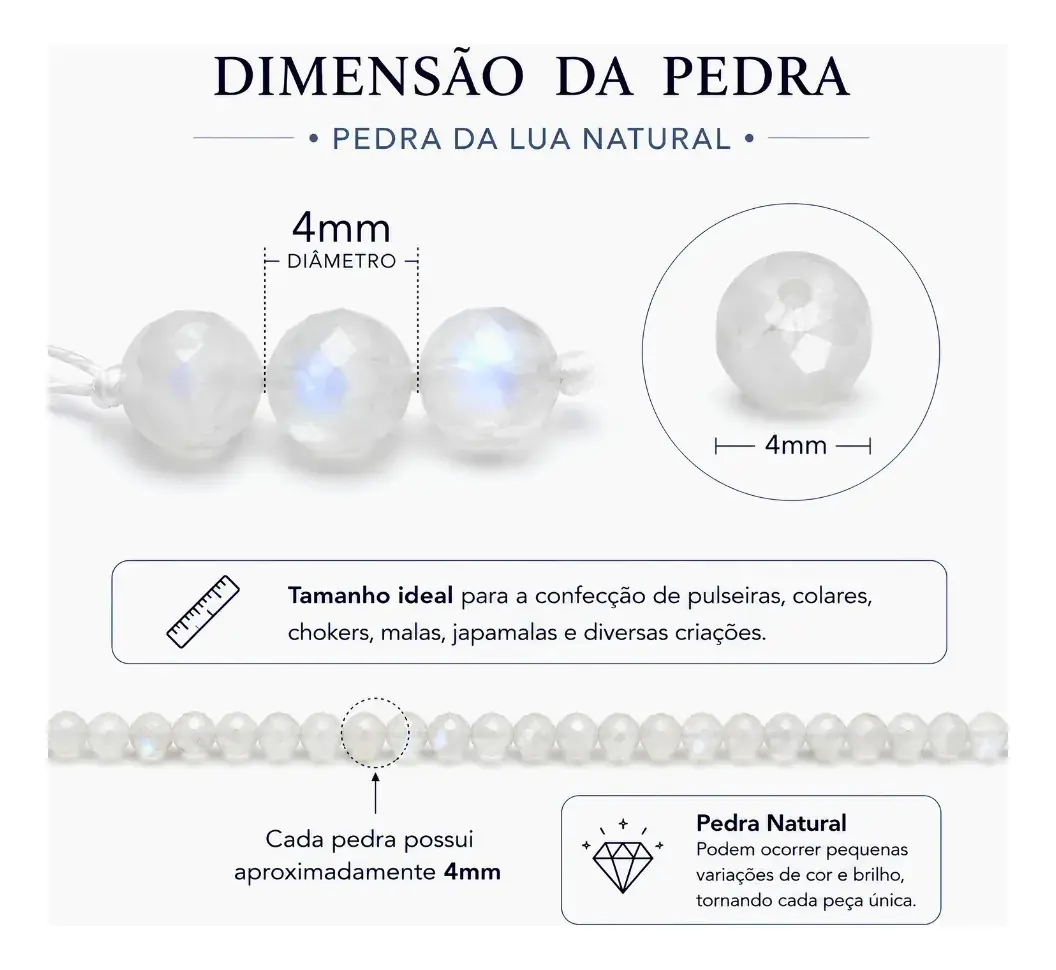 Fio De Pedra Da Lua Natural 4mm Facetada Contas Pedra Da Lua - Imagem 2
