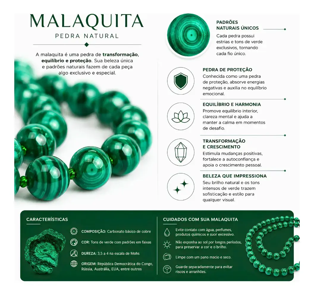 Fio Pedra Natural Malaquita 4mm Facetada Contas Malaquita - Imagem 5