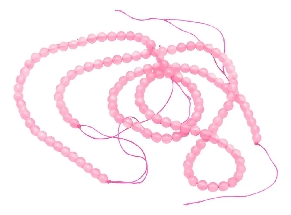 Fio Pedra Natural Quartzo Rosa 4mm Facetada Contas Quartzo Rosa - Imagem 3