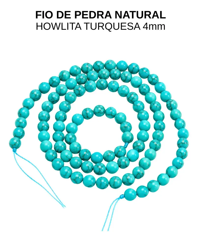 Fio De Pedra Natural Howlita Turquesa 4mm Facetada Contas Howlita Turquesa - Imagem 7