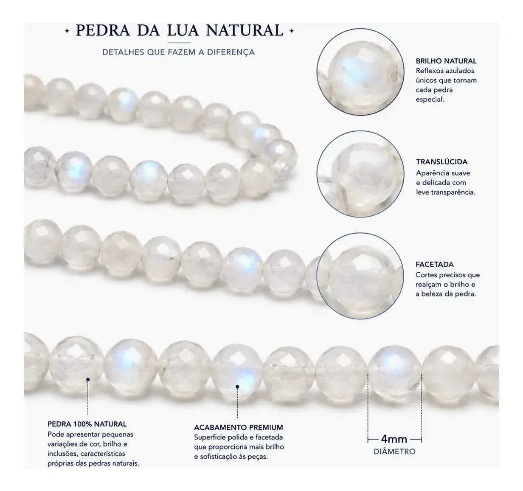Fio De Pedra Da Lua Natural 4mm Facetada Contas Pedra Da Lua - Imagem 4