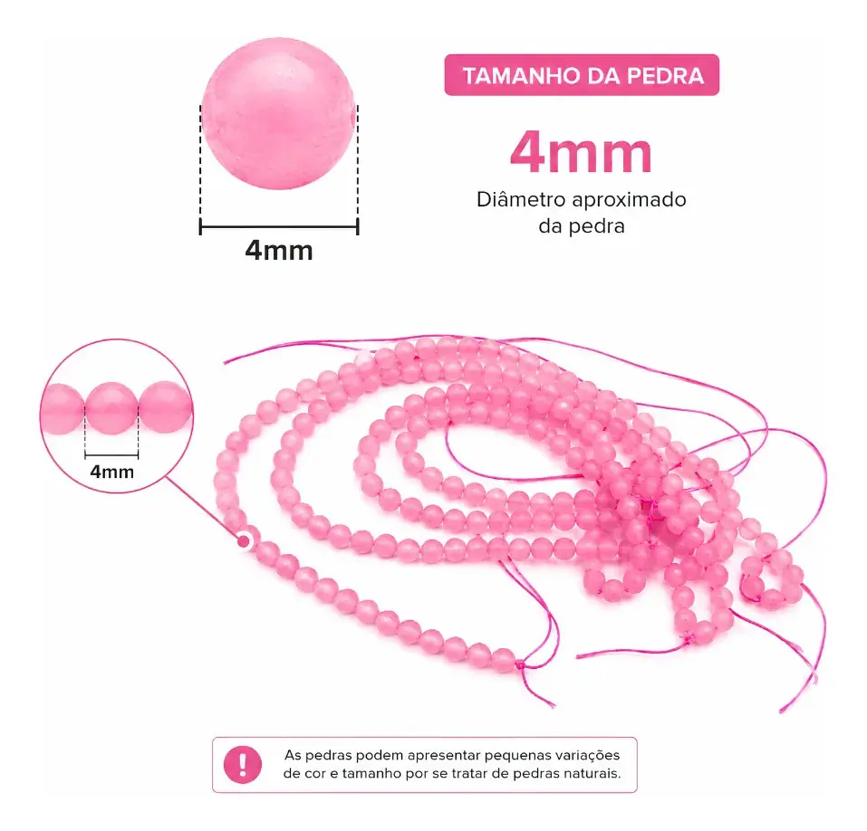 Fio Pedra Natural Quartzo Rosa 4mm Facetada Contas Quartzo Rosa - Imagem 6