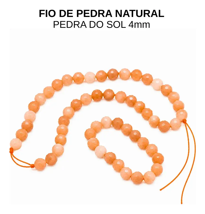 Fio Pedra Natural Pedra Do Sol 4mm Facetada Contas Pedra Do Sol - Imagem 7