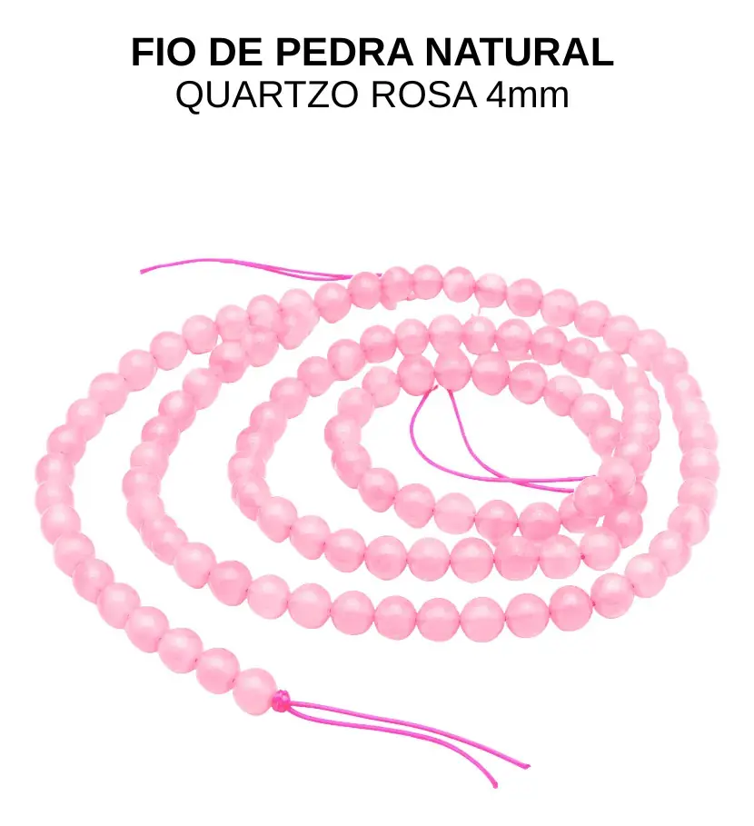 Fio Pedra Natural Quartzo Rosa 4mm Facetada Contas Quartzo Rosa - Imagem 9